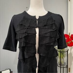 NEW Banana Republic Flutter Ruffle Short Sleeve Scoop Neck Cardigan Sweater XS